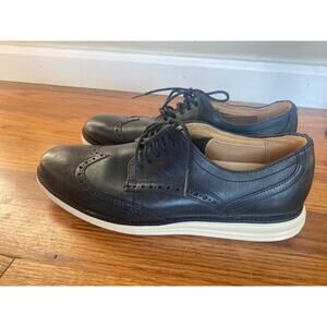 Cole Haan Grand.OS Men's Dress Shoes Sz 7 Navy Leather Wingtip Oxfords C24089